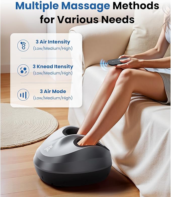 BOB AND BRAD Foot Massager Machine with Heat and Remote, Fits up to Size 14, FSA Eligible HSA Shiatsu Deep Kneading Foot Massager for Plantar Fasciitis and Neuropathy