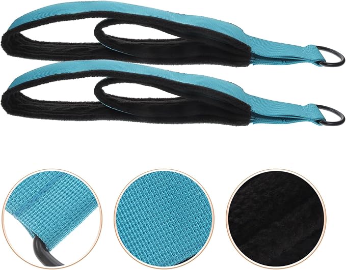 GANAZONO 2pcs Elastic Yoga Stretch Straps with Double Loops, Sturdy Polyester Fitness Bands for Pilates and Home Workout, Ankle and Wrist Support for Flexibility and Resistance Training