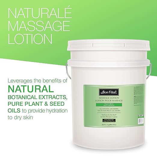 Bon Vital', Naturale Massage Lotion,5 Gallon, All Natural Massage Lotion for Massage Therapy and Bodywork, Lightweight Unscented Lotion, Plant-Based Ingredients for Smooth Application