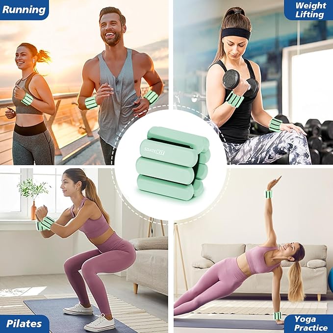 Wrist and Ankle Weights for Women & Men 2 Pack (1lb Each), Adjustable Silicone Wearable Arm & Leg Weights for Pilates, Gym, Yoga, Cardio, Strength Training