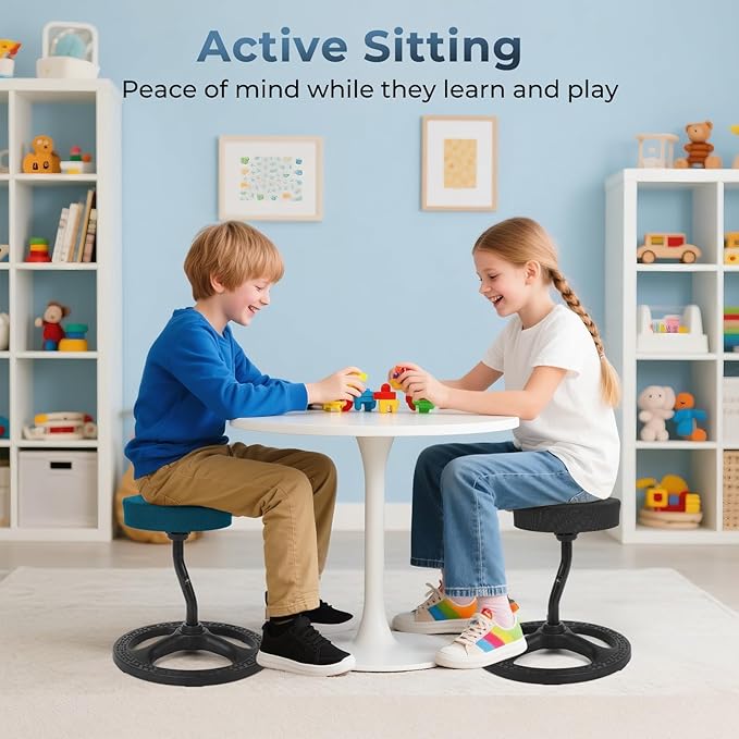 ADHD Chair for Kids, Yoga Chairs for Adults, Wobble Stool Active Flexible Seating Desk Chair with Non-Slip Base and Washable Seat Cover for Stability, Balance, Yoga, Office, School, Classroom