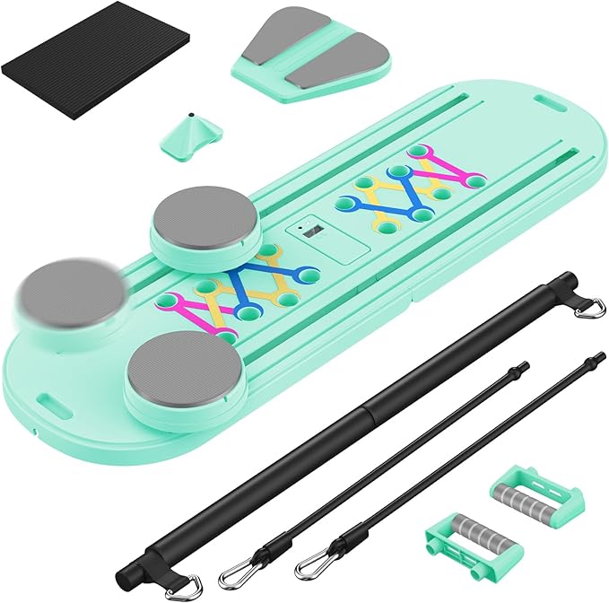 Pilates Board, Newest Multi-Purpose Portable Pilates Reformer Machine for Home, Foldable at Home Pilates Kit, Pilates Board for Home Workout Fitness Exercise, Abs, Pilates Equipment