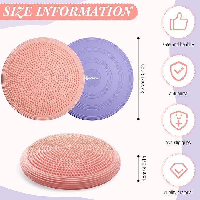 Libima 2 Pcs Wobble Cushion Wiggle Seat Flexible Sensory Seating Balance Disc Board for Men Women Physical Exercise Improving Posture Home Office