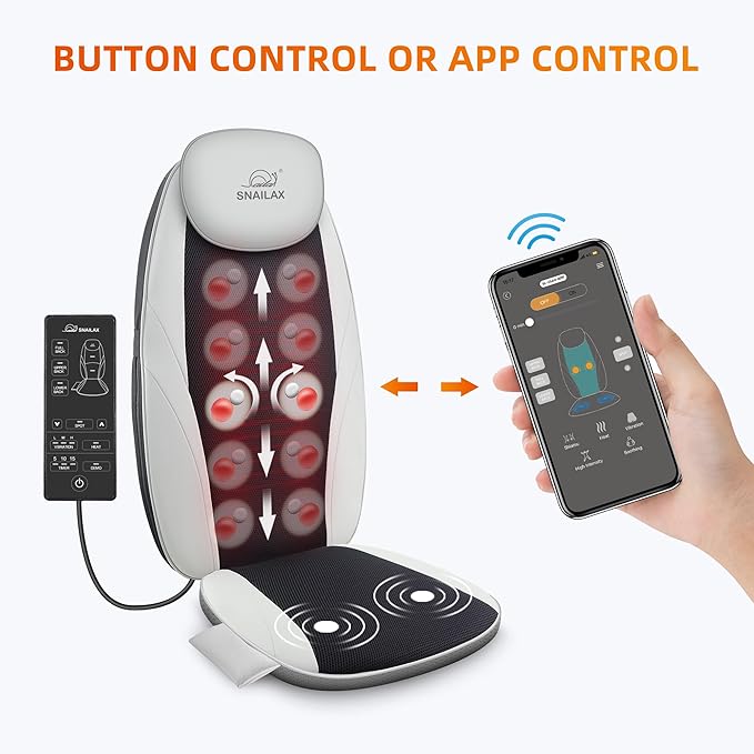 Snailax Shiatsu Massage Cushion with Heat Massage Chair Pad Kneading Back Massager for Home Office Seat use