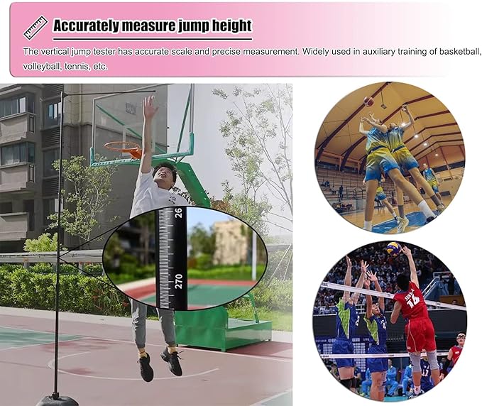 Iron Vertical Jump Tester with Bell, Gym Vertical Jump Training Device 1.3m-3.5m High, Basketball Volleyball Jump Measurement Tool Stick Pole