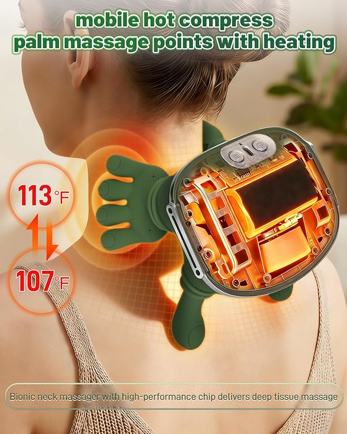 Siaasoo Neck Massager(Genuine OEM), Bionic Heated Massager (Patent Pending), Electric Deep Tissue 3D Kneading Massage, Portable neck massage, N7 Master Hand Series for Deep Tissue Pain Relief in Neck.