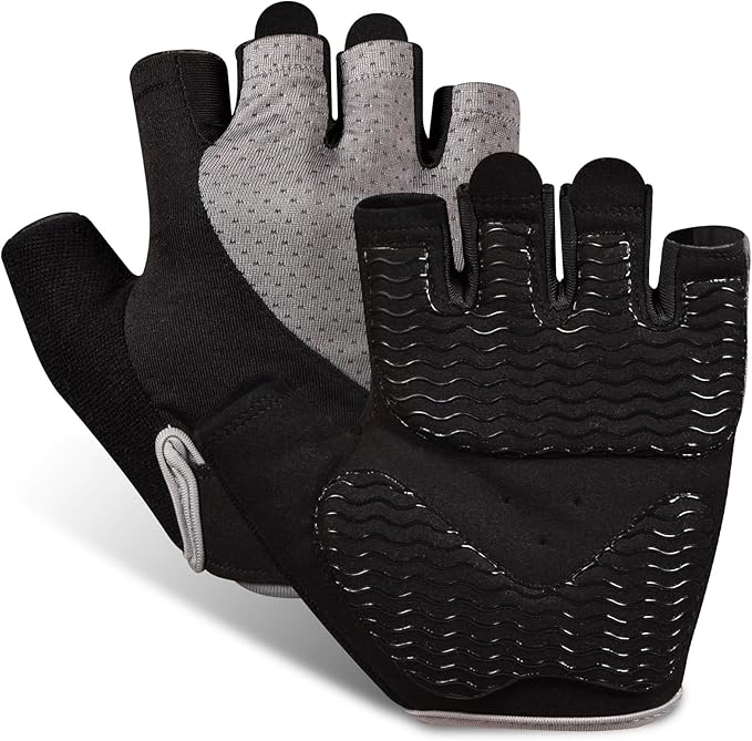 Workout Gloves for Women - Breathable Weight Lifting Gloves with Non-Slip Silicone Padding, Fingerless Gym Gloves for Cycling, Rowing, Pull Ups & Training (4 Sizes)