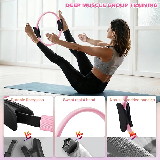 Pilates Kit, Pilates Essentials Kit for Women, 15” Pilates Ring and Ball Set