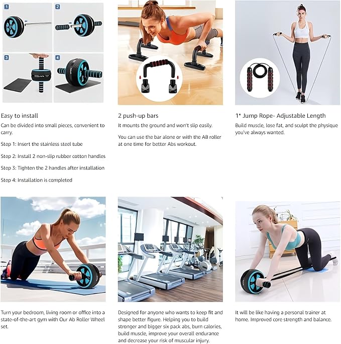 Abdominal Wheel, Ab Roller Wheel Exercise Equipment, Abdominal Exerciser, Beginners and Advanced Abdominal Core Strength Training Core Strength Exercise