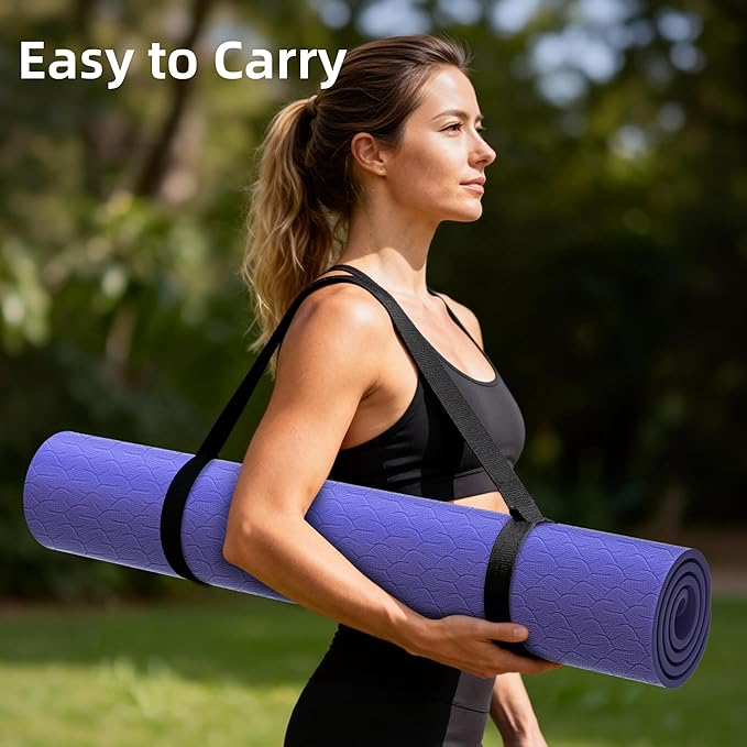 Large Yoga Mat, 72"x40"x0.4"Thick, Extra Wide Exercise Mat, Oversized Non Slip Workout Mat with Strap for Yoga, Pilates, Fitness, Home Gym Studio