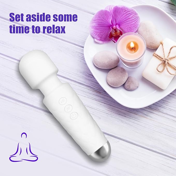 Upgraded Mini Massager - Powerful-Quiet-Portable - Multiple speeds and Modes (White)