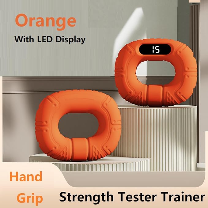 Upgraded Hand Grip Strength Tester Trainer, Rechargeable Digital Hand Dynamometer Grip Strengthener with LCD Display, Portable Finger Exerciser for Home Gym Office Sports Training