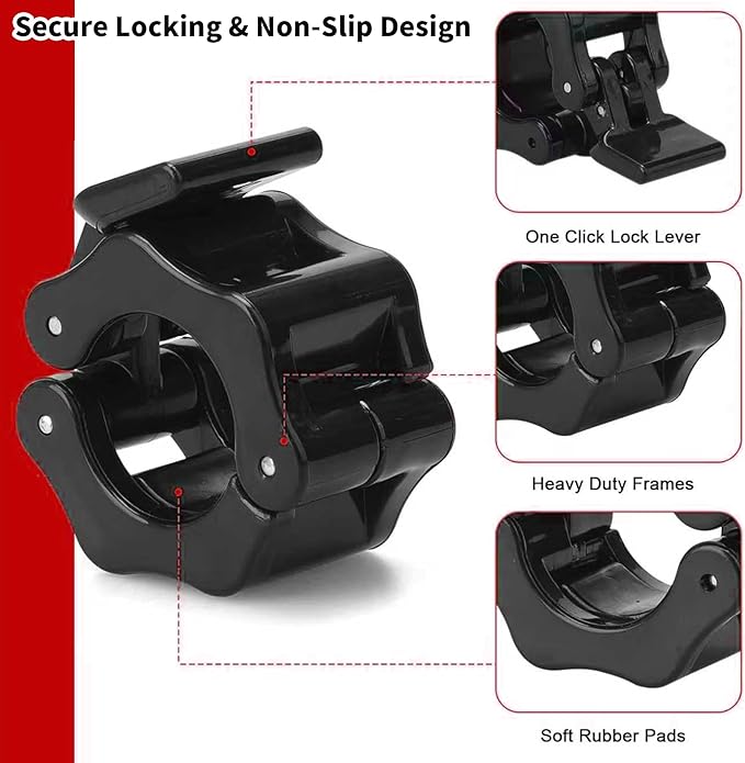 4 Pack Dumbbell Barbell Clamps 30mm, Quick Release Weight Bar Collars, Secure Locking Barbell Clips for Weightlifting, Workout, Strength Training & Fitness Accessories