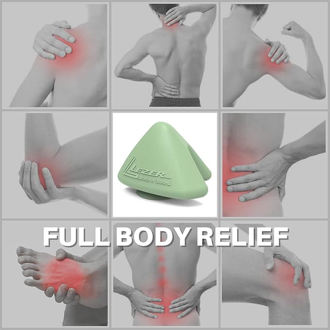 LEZER Large Trigger Massage Point, Manual Massage Ball, Hip Hook, Muscle Knot Release Tool, Deep Tissue Relief, Hip Flexor Iliacus Back Psoas Hand Foot Myofascial Physical Therapy, 3.5 inｘ3 in, Green