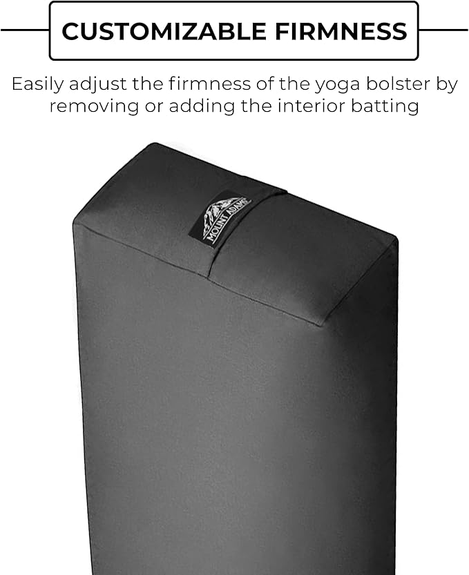 Mount Adams Rectangular Yoga Bolster for Restorative Yoga, 24" x 10" x 5", 6 lbs, 100% Cotton Rectangular Pillow with Handles, Dense, Firm Yoga Pillow and Cushion for Home or Studio