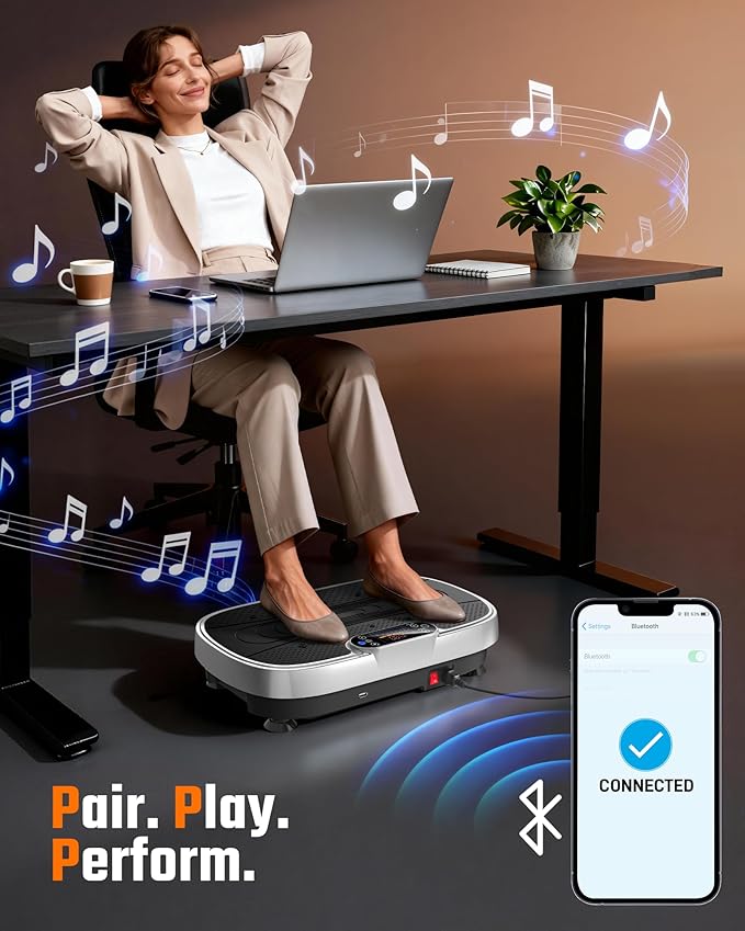 Vibration Plate Exercise Platform with Loop Bands + Renoj FlexSlide 40oz Insulated Stainless Steel Tumbler (Black) – Full Body Workout & Recovery Set