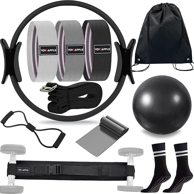 at Home Pilates Essentials Kit for Women,11pcs Pilates Kit for Home Workouts Women,Pilates Kit for Home Workouts Women,Pilates Ball and Ring Set,Pilates Accessories for Home Workouts
