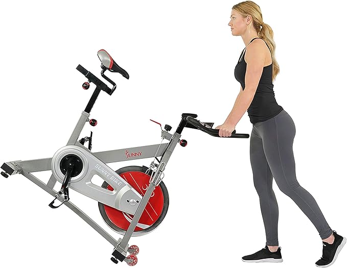 Sunny Health & Fitness Stationary Exercise Bike Machine w/ Adjustable Cushion Seat & Multi-Grip Handlebar, Indoor Cycling Equipment for Home Cardio Training, Optional Magnetic or Friction Resistance