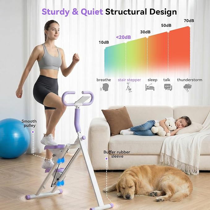 Stair Steppers for Exercise at Home, Folding Vertical Stair Stepper Climber, Full-Body Cardio Machine with Adjustable Handles, Steel Frame & Digital Monitor