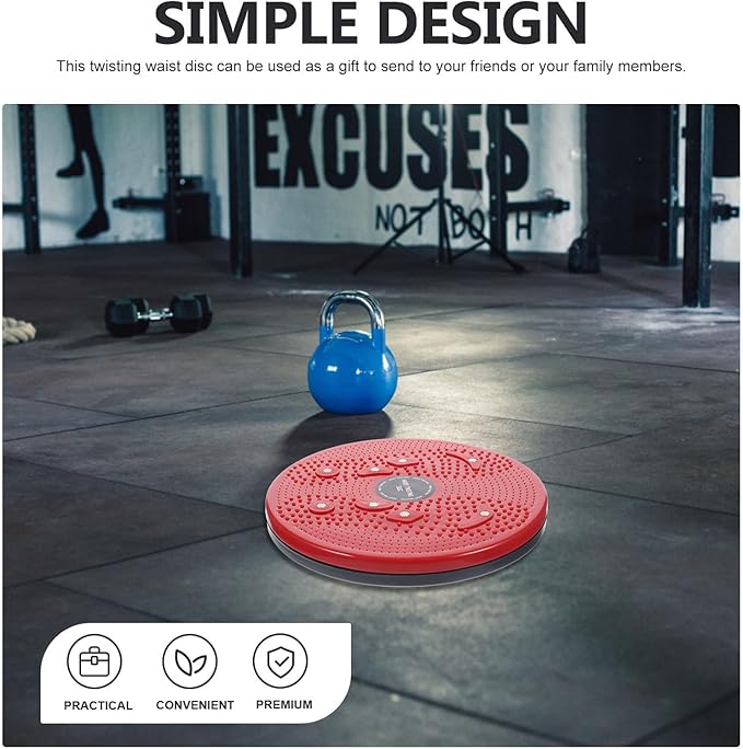 Yardwe Twist Board Fitness Device Red Rotating Waist Twisting Disc with Foot Massage for Indoor Body Shaping and Core Exercise