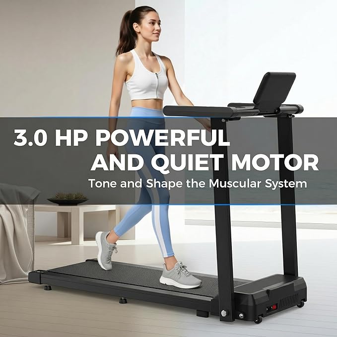Treadmills for Home Foldable Treadmill with Handles 3 HP Folding Treadmills Walking Pad Treadmill with Handle Bar Quiet Walking Machine, 300LBS Capacity Portable Small Running Pad Home Gym