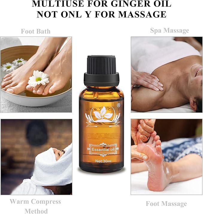 Ownest 3 Pack Ginger Massage Oil,100% Pure Natural Lymphatic Drainage Ginger Oil,SPA Massage Oils,Repelling Cold and Relaxing Active Oil-30ml