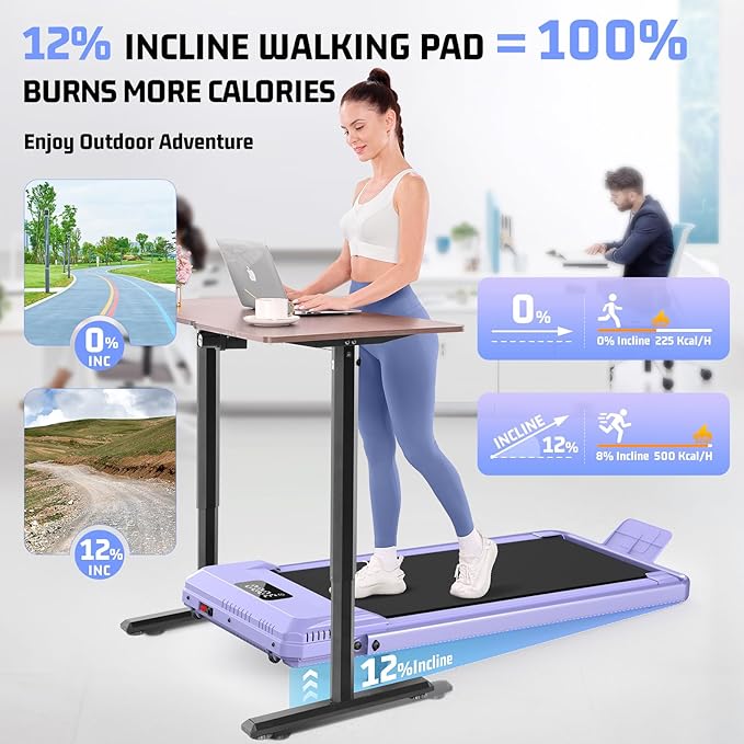 ANCHEER Treadmill with 12%/15% Incline, Folding Walking Pad with Handle Bar, 320-450lb Capacity Under Desk Foldable 3.5HP Treadmills for Home/Office/Gym,Installation-Free
