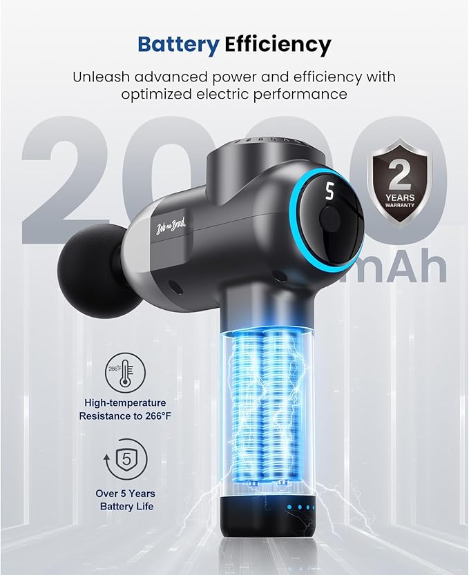 BOB AND BRAD C2 Plus Massage Gun with Heat, Deep Tissue Percussion FSA Massager Gun for Athletes & Pain Relief, Electric Handheld Back Neck Shoulder Muscle Massager, HSA Eligible Gift
