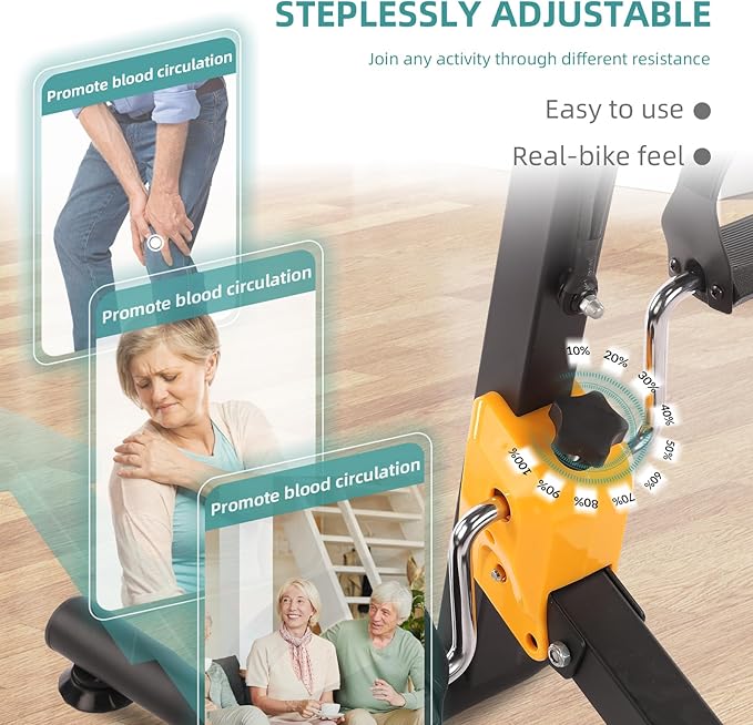 MEETWARM Pedal Exercise Bike for Seniors, Hand Arm Leg & Knee Peddler Adjustable Fitness Equipment, Folding Recovery Physical Therapy Home Exercise Bike for Elderly, Portable Bicycle Exerciser Machine