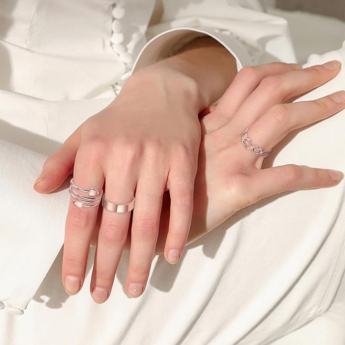 BioMag Copper Rings for Women, 99.99% Pure Copper Magnetic Rings Thumb Rings for Lymphatic Drainage, Adjustable Jewelry Gifts for Women