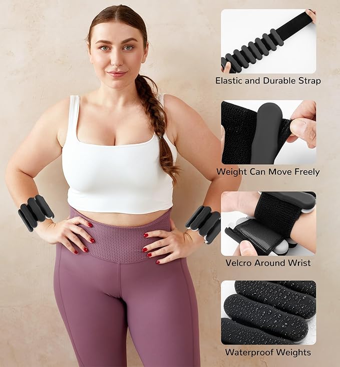 Wrist Ankle Weights for Women Men, Leg Arm Wrist Weights Bangles 1lb*2 2lb*2 Wearable Weights Pilates Weighted Bracelet for Strength Training Walking Swimming Yoga Physical Therapy