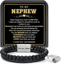 LUXEJEW Gifts for Men - Beaded Leather Bracelet 6mm Matte Agate Stone Bracelets for Men Dad Son Husband Boyfriend Grandpa Grandson Brother Uncle Nephew Adjustable Magnetic Clasp