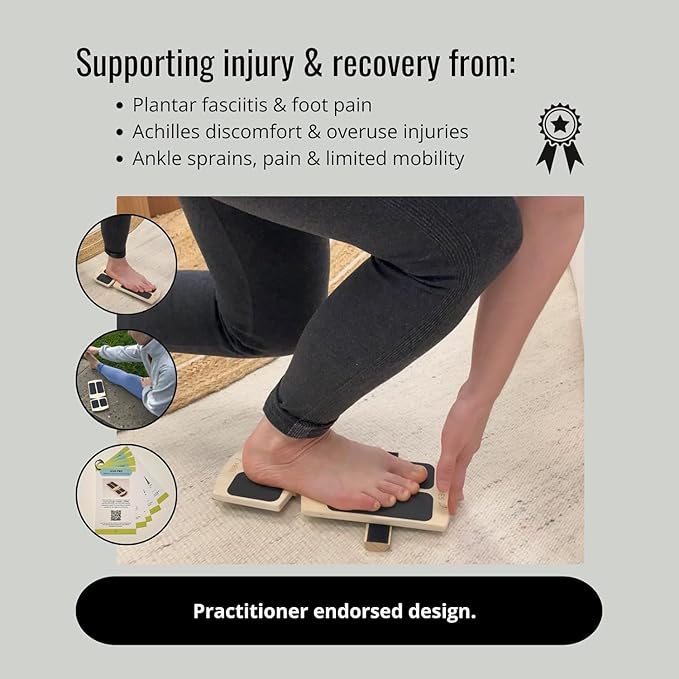 Slant Board Balance Board for Ankle & Calf Stretching – Single-Leg Axis Board for Physical Therapy, Rehab & Stability Training – Non-Slip Wooden Wobble Board