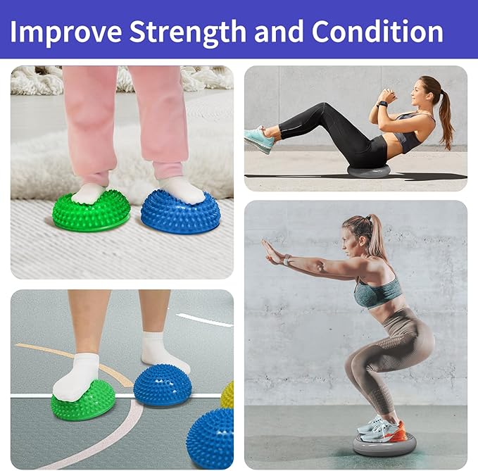 Wobble Cushion Set for Sensory Kids and Balance Training - Disc Plus 4 Pods, Board With Pump, Inflatable Stepping Pads for Adults