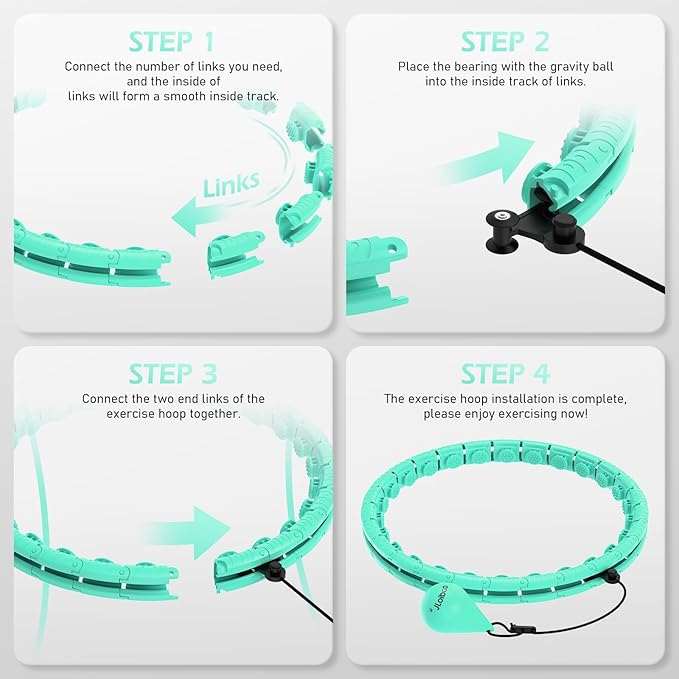 Weighted Hula Circle with 24/26 Links(51-56 Inch) for Adults Weight Loss, Infinity Fitness Hoop Plus Size, for Women Smart Exercise Equipment