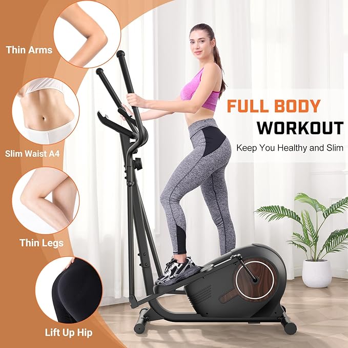 ANCHEER Elliptical Exercise Machine, Elliptical Trainer for Home Gym Exercise Equipment 500Lbs Max Weight Ultra-Silent Elliptical Machine, 14 & 8 Resistance Levels