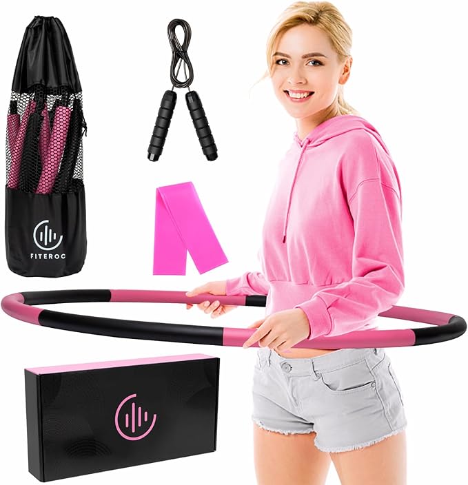 Weighted Fitness Hoop for Adults, 2.8 lb, Large Adjustable Size for Core Workouts and Weight Loss Support, 8 Detachable Sections