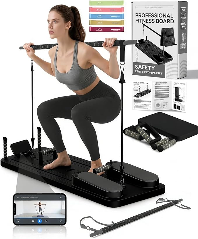 Pilates Board - Multi-Functional Pilates Reformer for Core & Abdominal Training, Top-Tier Pilates Equipment for Women’s Home Fitness