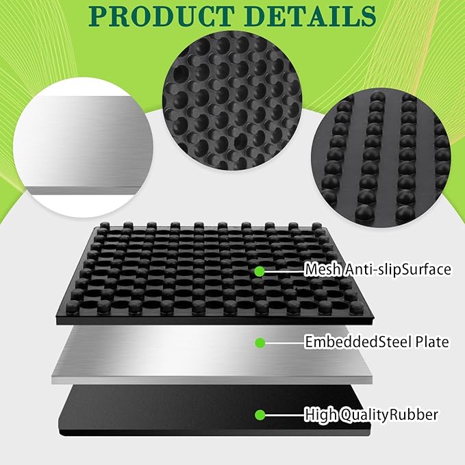 4 Pack Exercise Equipment Mat, Heavy Duty Thick Steel Embedded Rubber Pad, for Treadmills, Washing Machines, dryers, Non Slip Noise Reduction, 4 x 4 x 0.8 Inches
