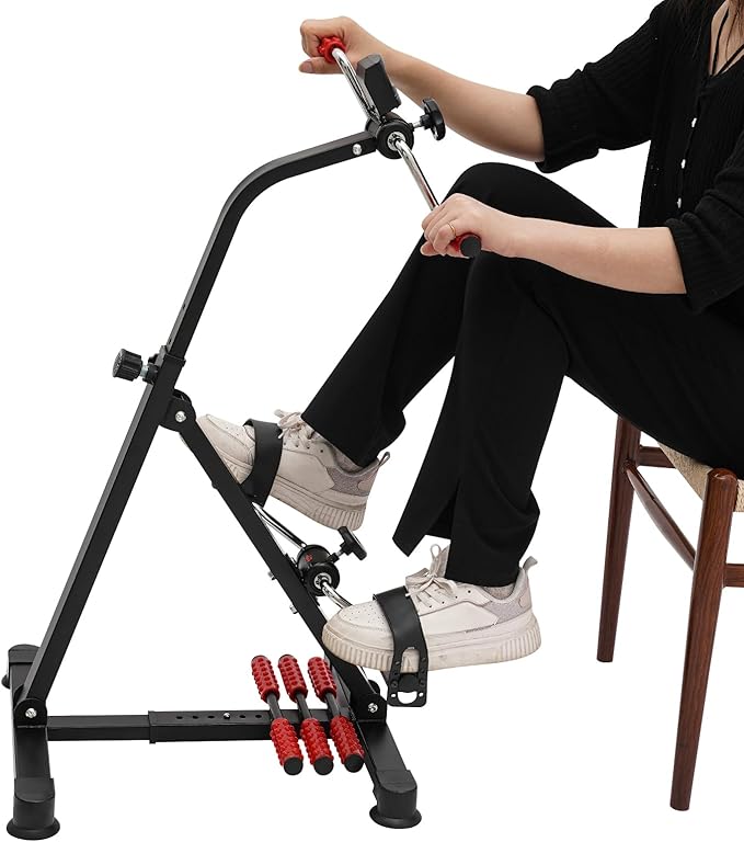 Indoor Pedal Exerciser Bike for Home Fitness & Rehabilitation - Adjustable Resistance, LCD Display, and Massage Rollers, Compact Design for Joint Flexibility & Muscle Strength (120kg Max Weight)
