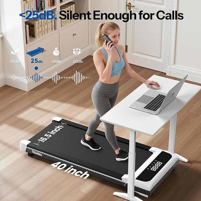 Niceday Walking Pad Treadmill with 10% Auto Incline, 400lbs Capacity, Under Desk Treadmill for Home Office, 16.5" Widened Running Belt, 3HP Super Quiet Brushless, Magnetic Remote & Preset Goals