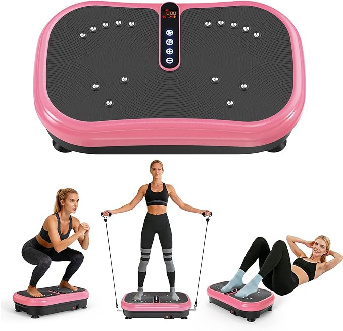 AXV Vibration Plate Fitness Platform Exercise Machine Vibrating Lymphatic Drainage Shaking Workout Full Body Shaker Vibrate Stand Shake Board Sport Gym Pad for Weight Loss Fat Burner for Women Men