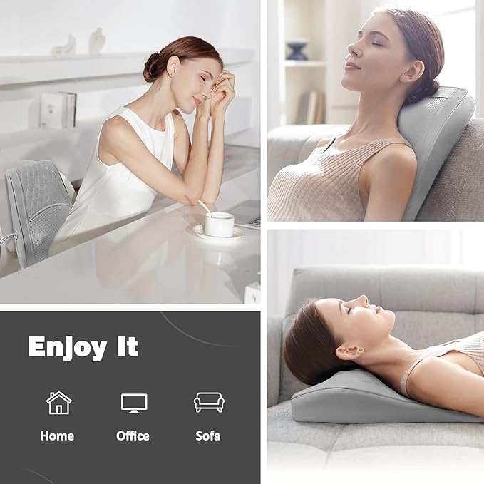Boriwat Neck and Shoulder Massager with Heat, Shiatsu Massage Pillow with 3D Deep Tissue Kneading for Back Legs Foot Body Pain Relief,at Home Office Car, for Mom & Dad