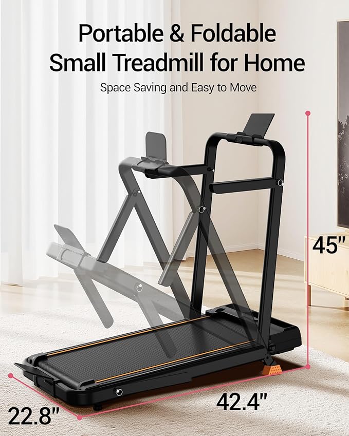 16% Incline Walking Pad Treadmills for Home Small, 4-in-1 Under Desk Treadmill with Handles, Foldable Treadmill with 2.5 HP Quiet Brushless, 330 LBS Capacity