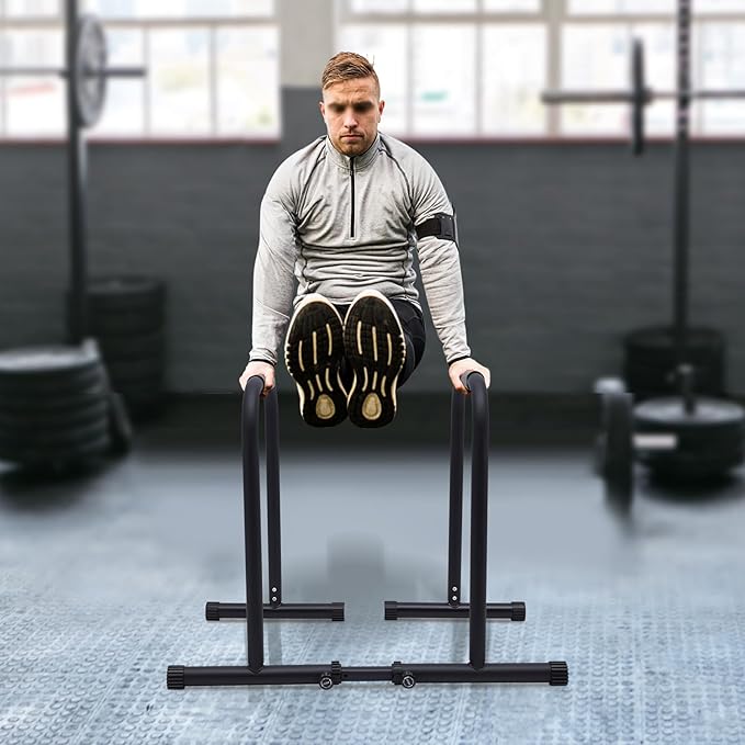 Bitodd Dip Single Bar, Adjustable Dip Stand, Fitness Dip Bar Station, Removable, 440 Lbs Weight Capacity, Double Bar Double Arm Bender, Fitness Equipment for Gym, Personal Residence, Black