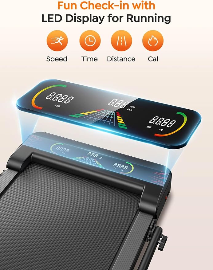 Walking Pad Treadmill with 9% Incline & Dual LED Display, 4 in 1 Foldable Treadmill with Handle bar for Home/Office, 3.5HP Portable Under Desk Treadmills with Magnetic Remote & APP Control