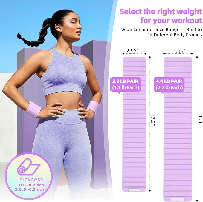 Wrist Weights Ankle Weights for Women 1 Pair (1.1 lb/2.2 lb Each) Silicone Magnetic Leg Arm Weighted Bracelet for Home Yoga Pilates Gym Workout Walking Jogging