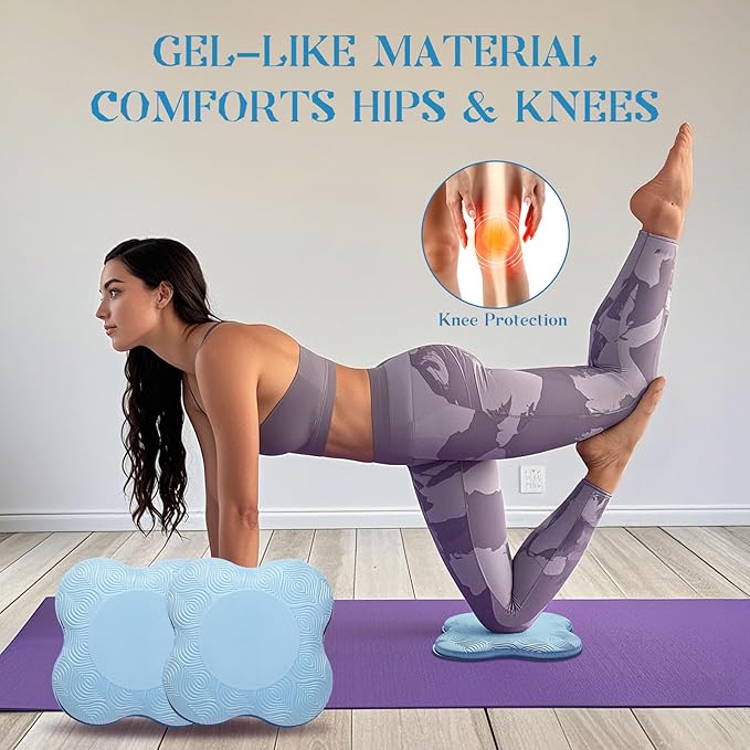 2 Packs Yoga Knee & Elbow Cushions - Extra Thick Foam for Knees, Elbows, Wrists, Hands & Head - Pilates & Kneeling Pads - Support Foam Pads for Women & Men