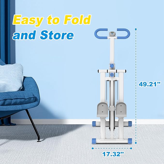 Stair Stepper for Home Gym, Foldable Full Body Exercise Climbing Machines, Vertical Climber Workout Machine with Resistance & Adjustable Handles, Frame Stable