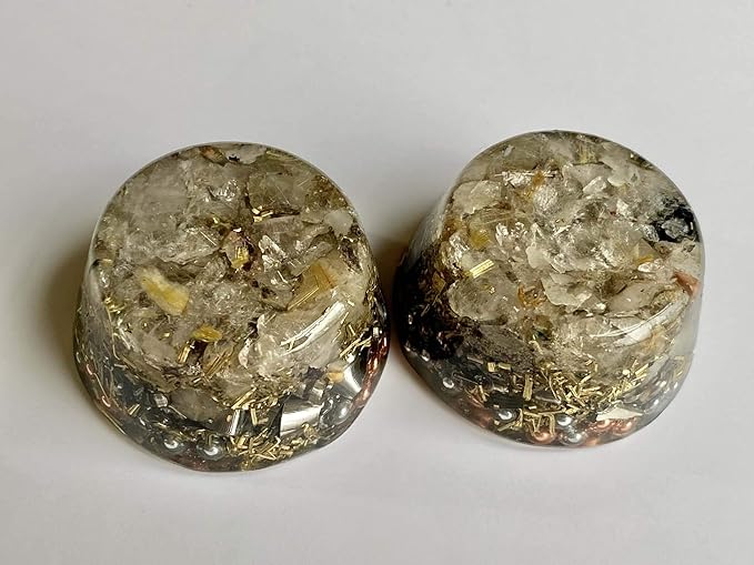 Rutilated Gold Quartz Orgone Generator Energy Accumulator 528Hz/7.83Hz/Advance Harmonics Many Beautiful Ingredients and Colors! (Bionized Rutilated Gold Quartz)